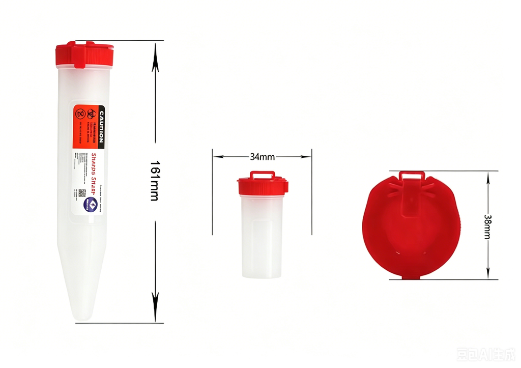 0.1L Portable First Aid Sharps Container with Locking Mechanism